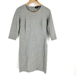 Theory Dress Size 2 Womens Gray 3/4 Sleeve Mini Shift K Fix Ponte Knit Stretch